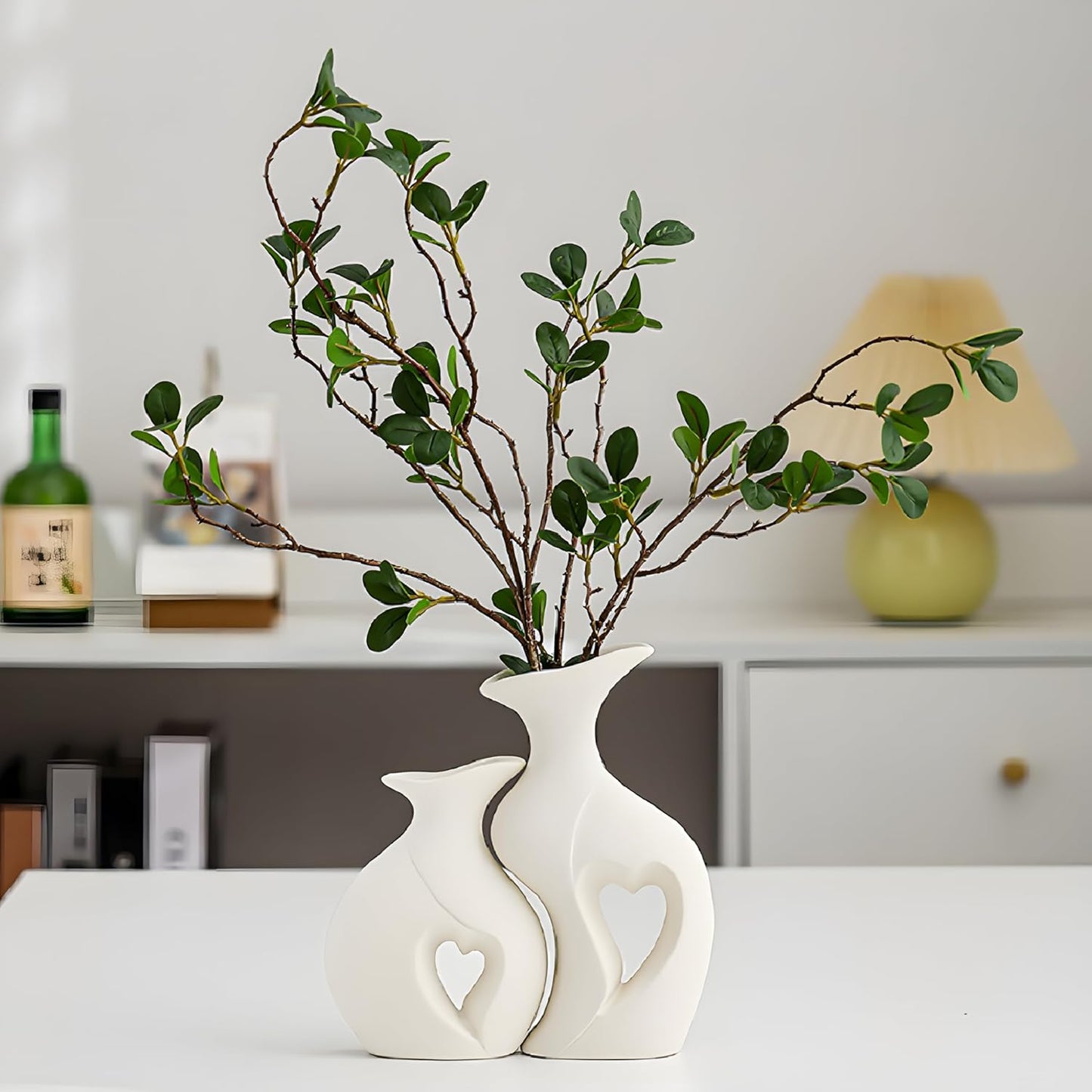 Nordic Embrace White Ceramic Vase (Set of 2)