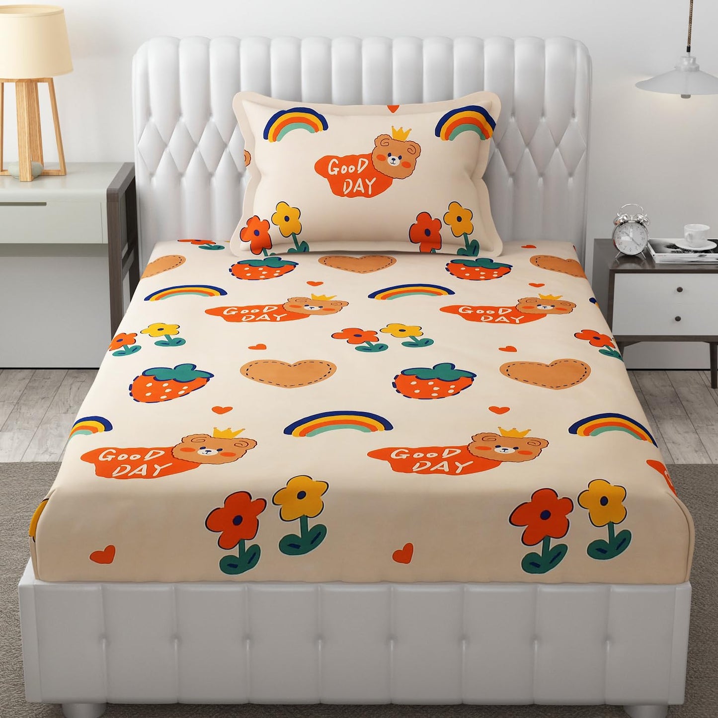 Peach Safari Kids Bedsheet Set – Soft Cotton Feel