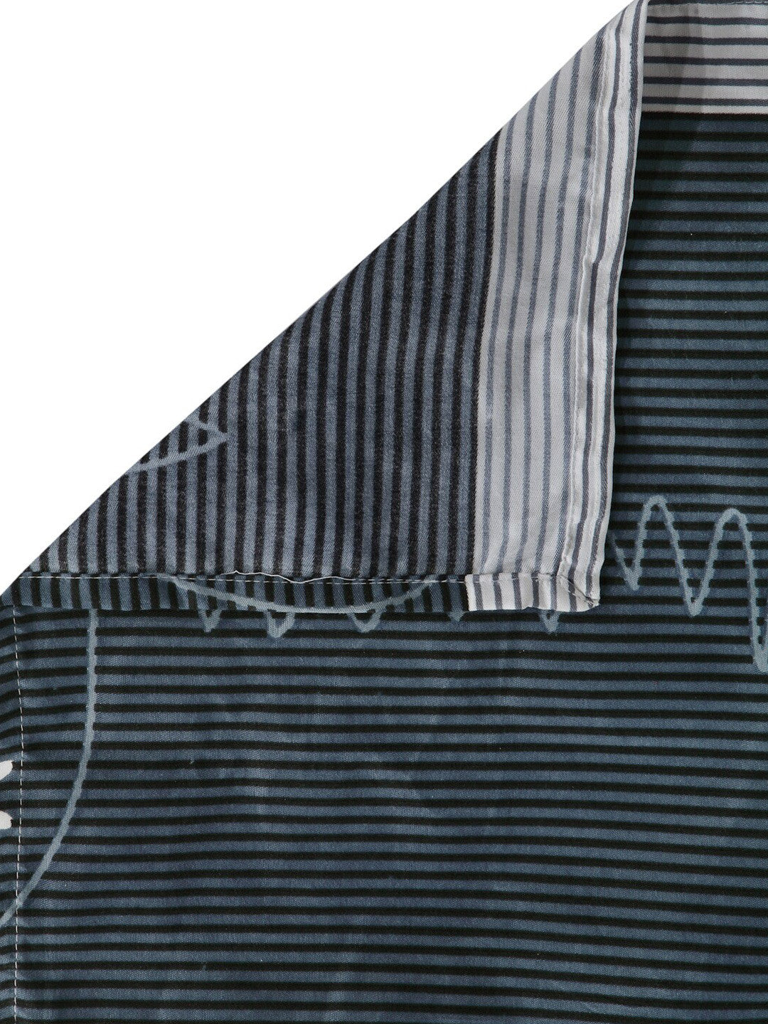 Rangloom Fabrics Blue Striped Cotton 300 TC King Fine Bedsheet with 2 Pillow Covers