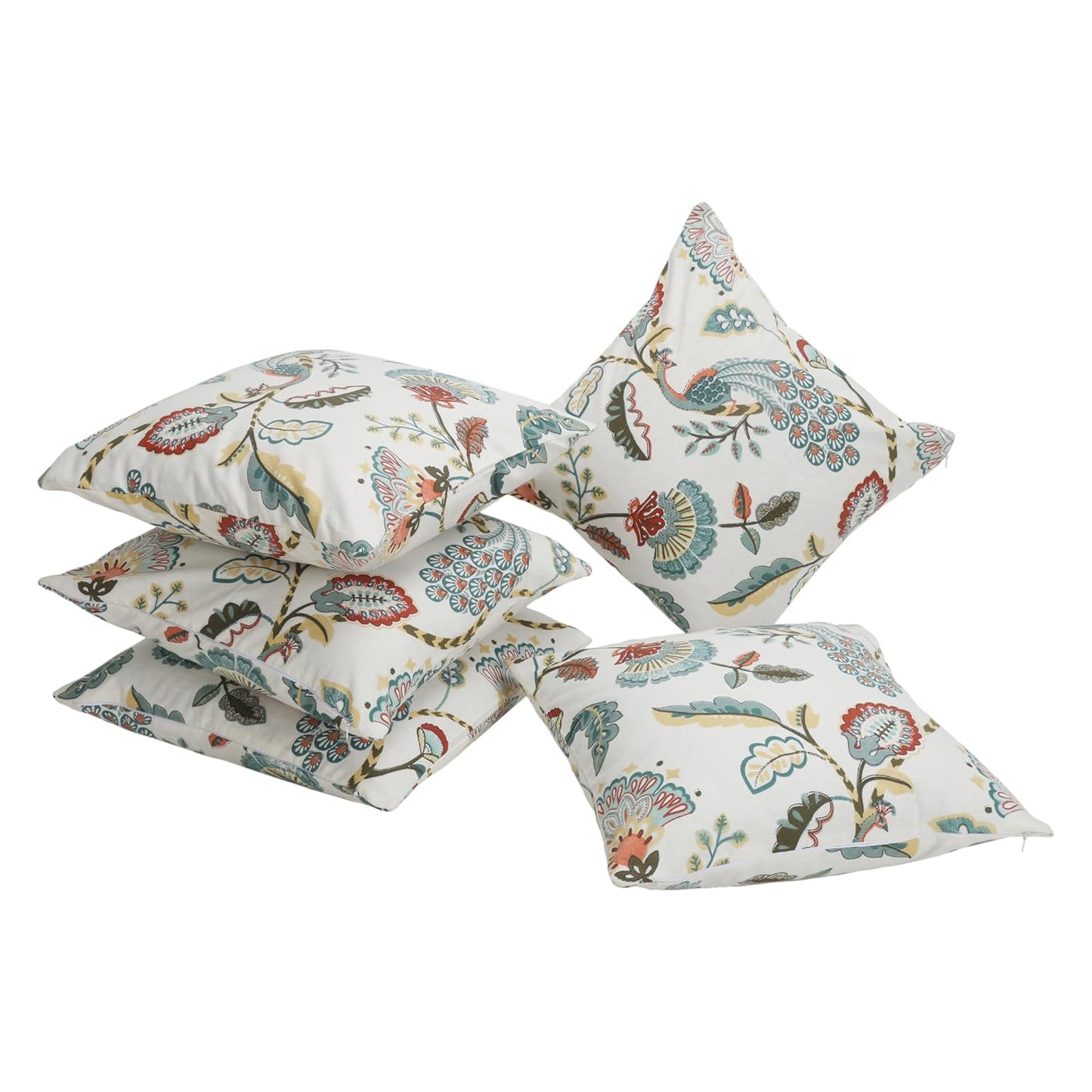 Sanganeri Print Cotton Cushion Covers Set of 5 – 16x16 Inches