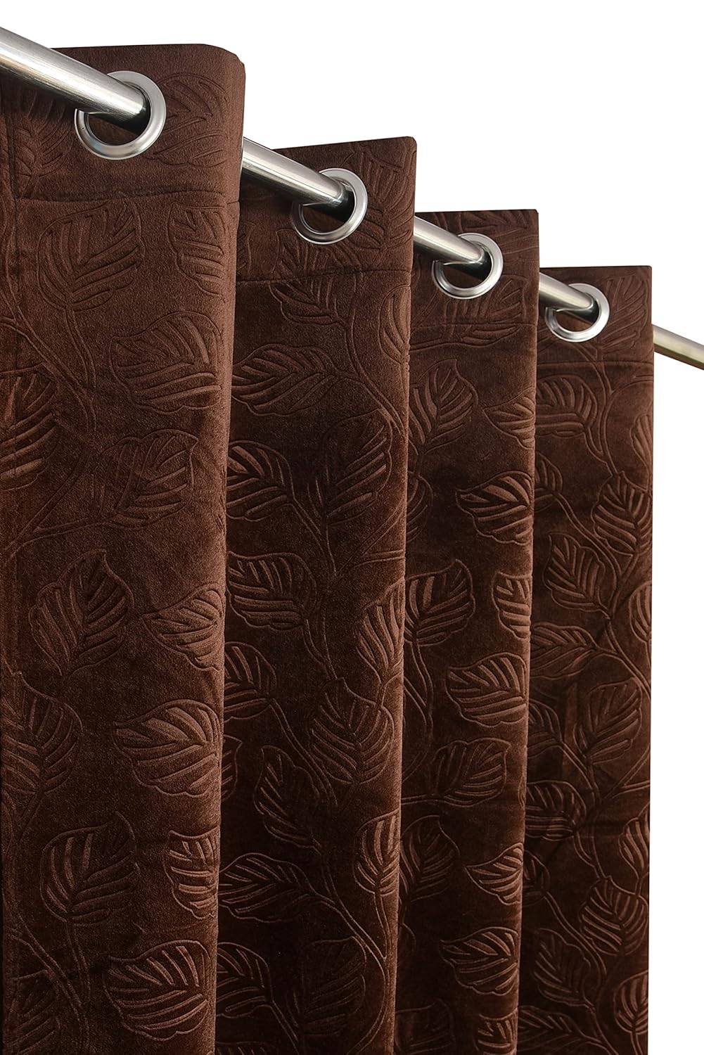 Attractive Leaf Velvet Semi Sheer Curtains (pack of 1)