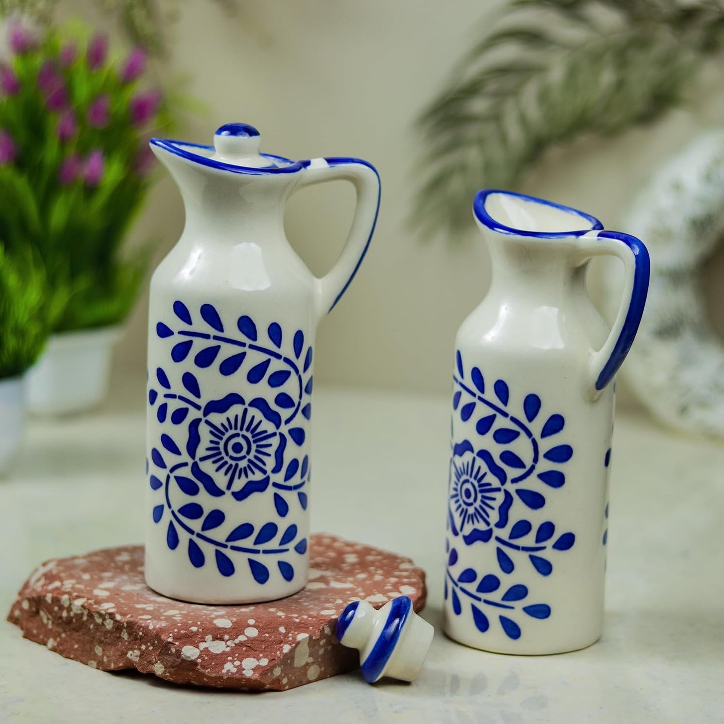 Handmade Ceramic Cooking Oil Dispenser Bottle 500 ml (Set of 2)