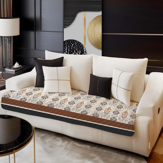Regal Nest Velvet 3-Seater Sofa Cover Mat Set β Ethnic Motif Design (Pack of 2)