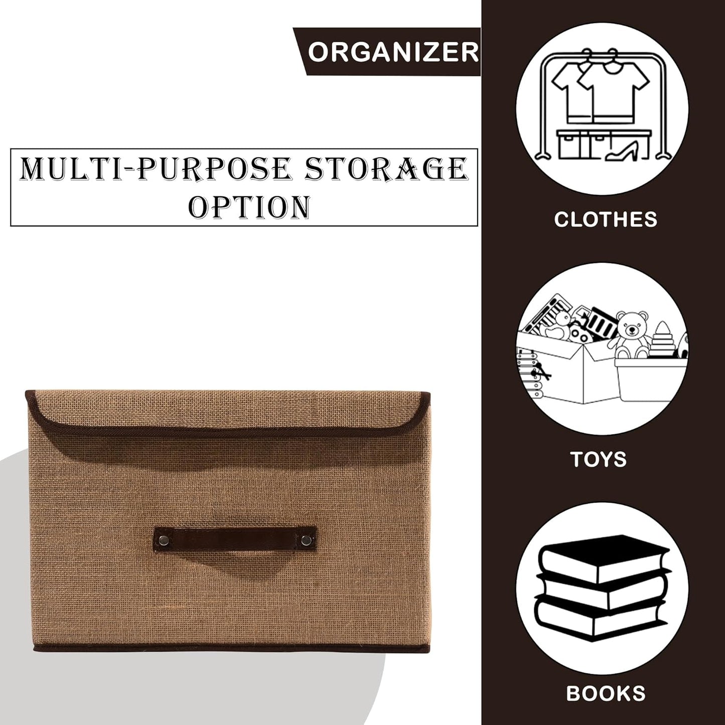 Jute Foldable Organizers for Clothes | Closet Organizer for Toys | Books | Blankets | Space Saver Utility - Pack of 2 (Large)