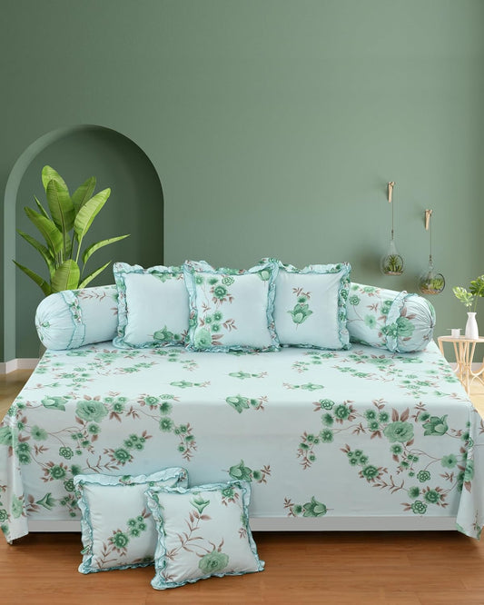 Floral Premium Frilly 200TC Diwan Set β 8 Pcs Floral Collection