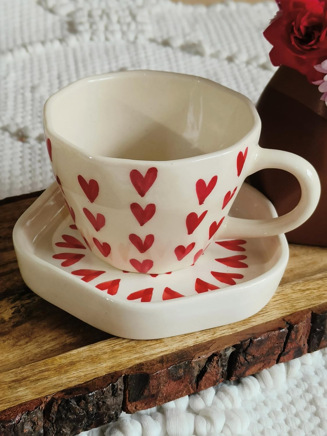 Trendy Ceramic Chai & Coffee Cup with Saucer – 200ML (Set of 1)