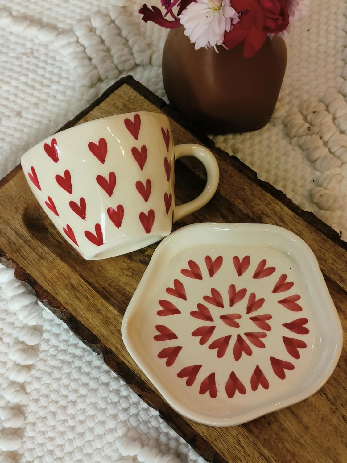 Trendy Ceramic Chai & Coffee Cup with Saucer – 200ML (Set of 1)
