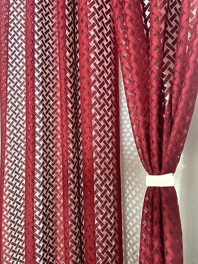 Cross Net Light Filtering Curtains for Home Decor Set of 2