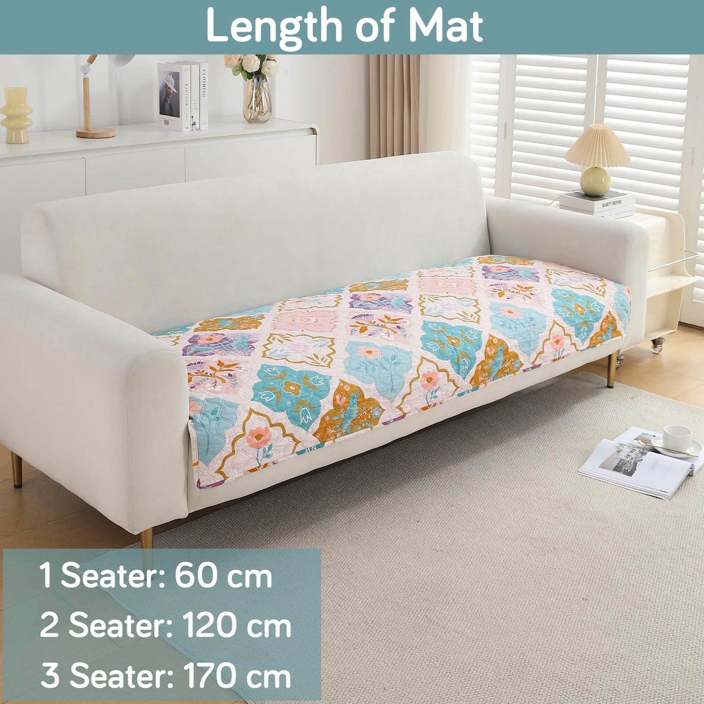 Ethnic Mat Velvet Sofa Cover Set – 3 Seater (2-Piece Mat Set)