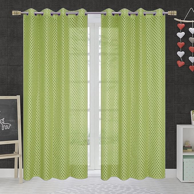 Cross Net Light Filtering Curtains for Home Decor Set of 2