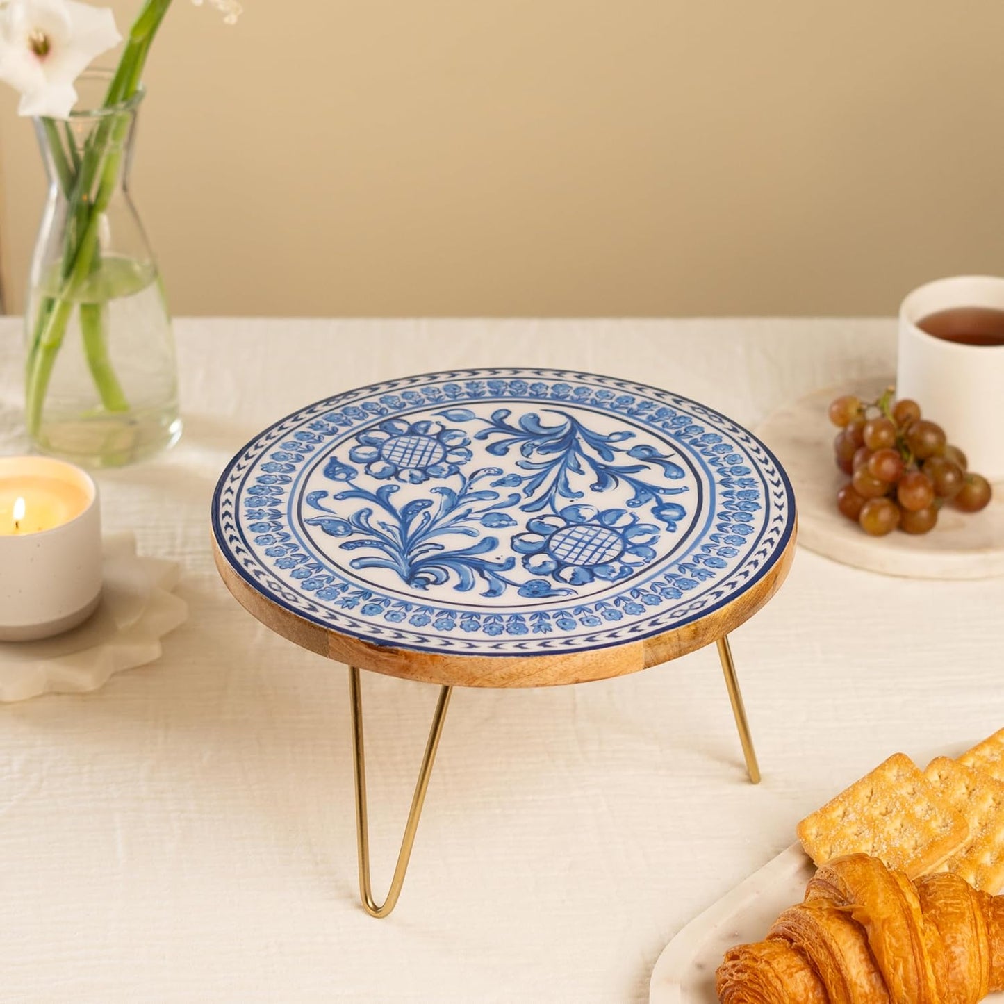 Multi-Purpose Decorative Cake Stand with Metal Legs
