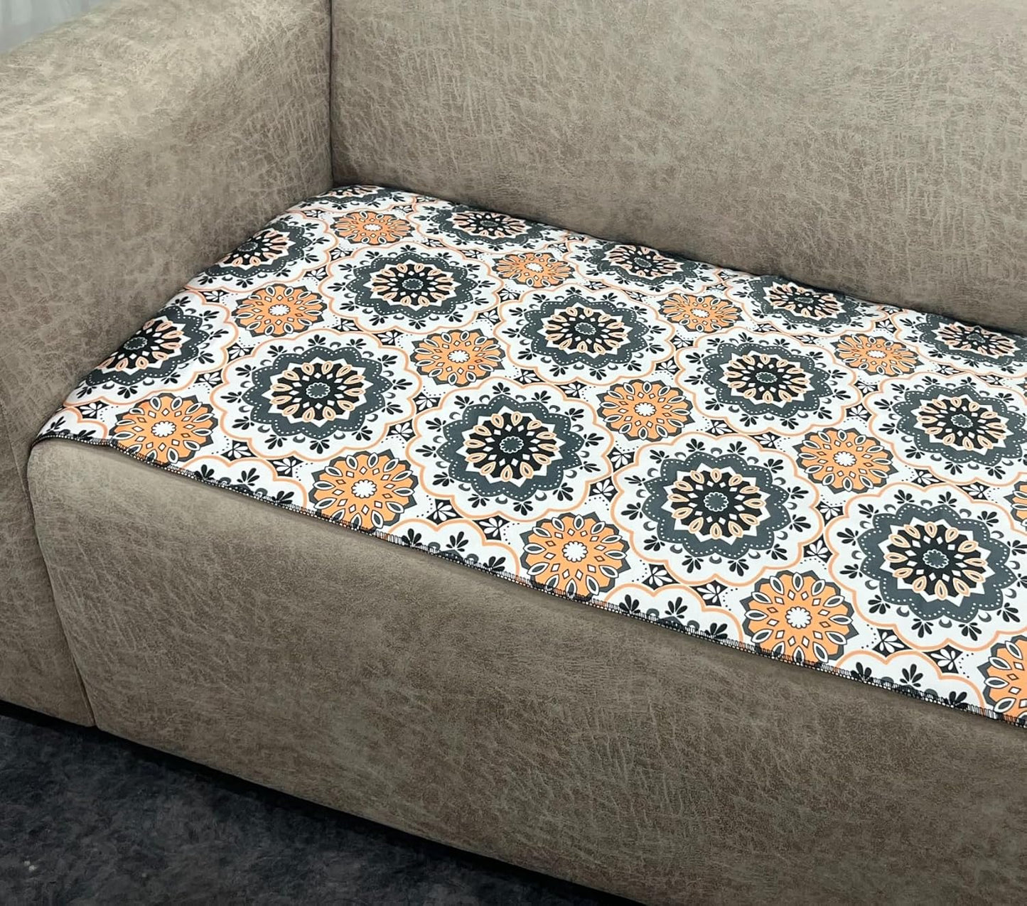 Ethnic Printed Velvet Sofa Cover Set – 3 Seater