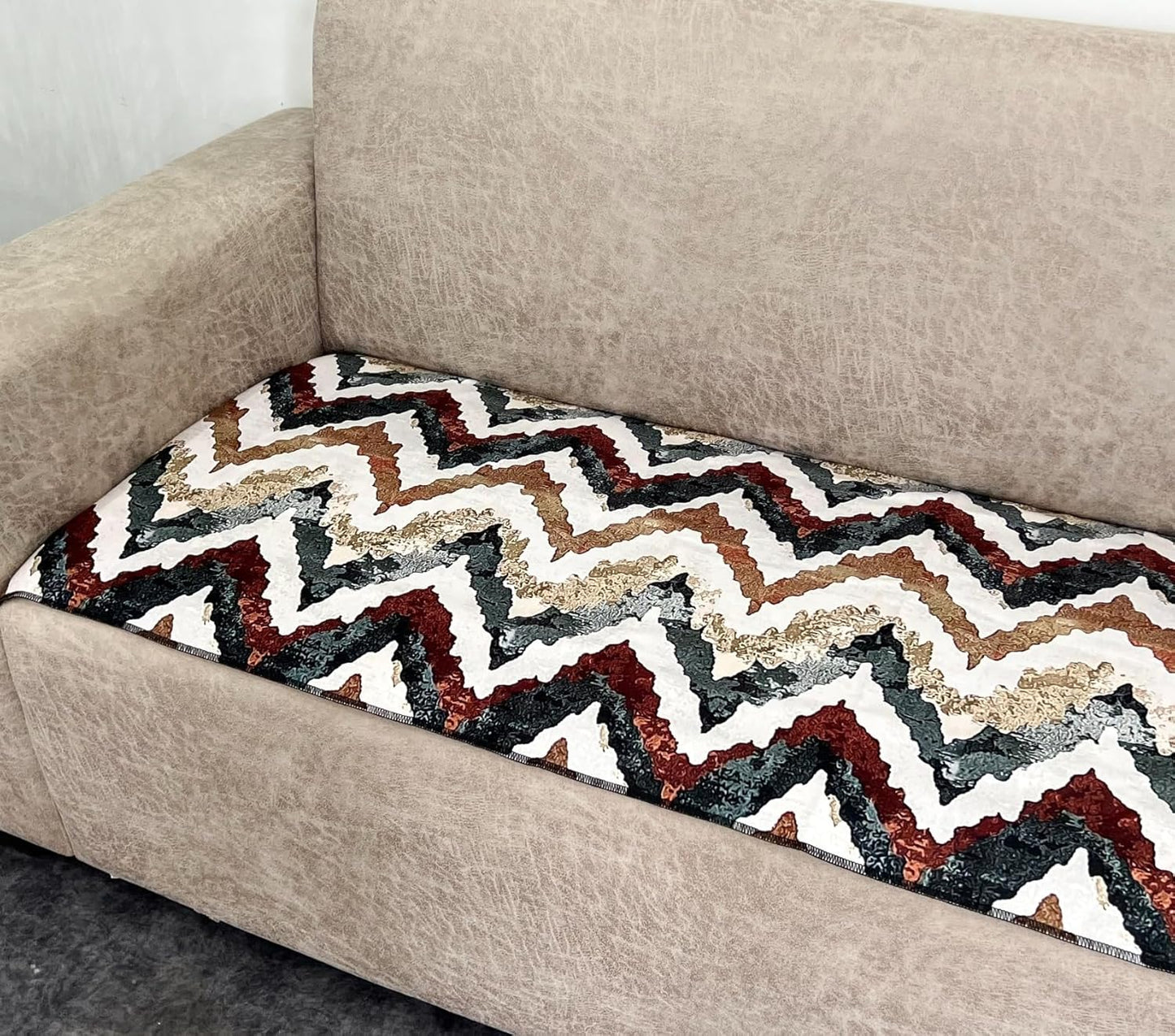 Premium 3D Printed Quilted Velvet Sofa Cover – 3 Seater