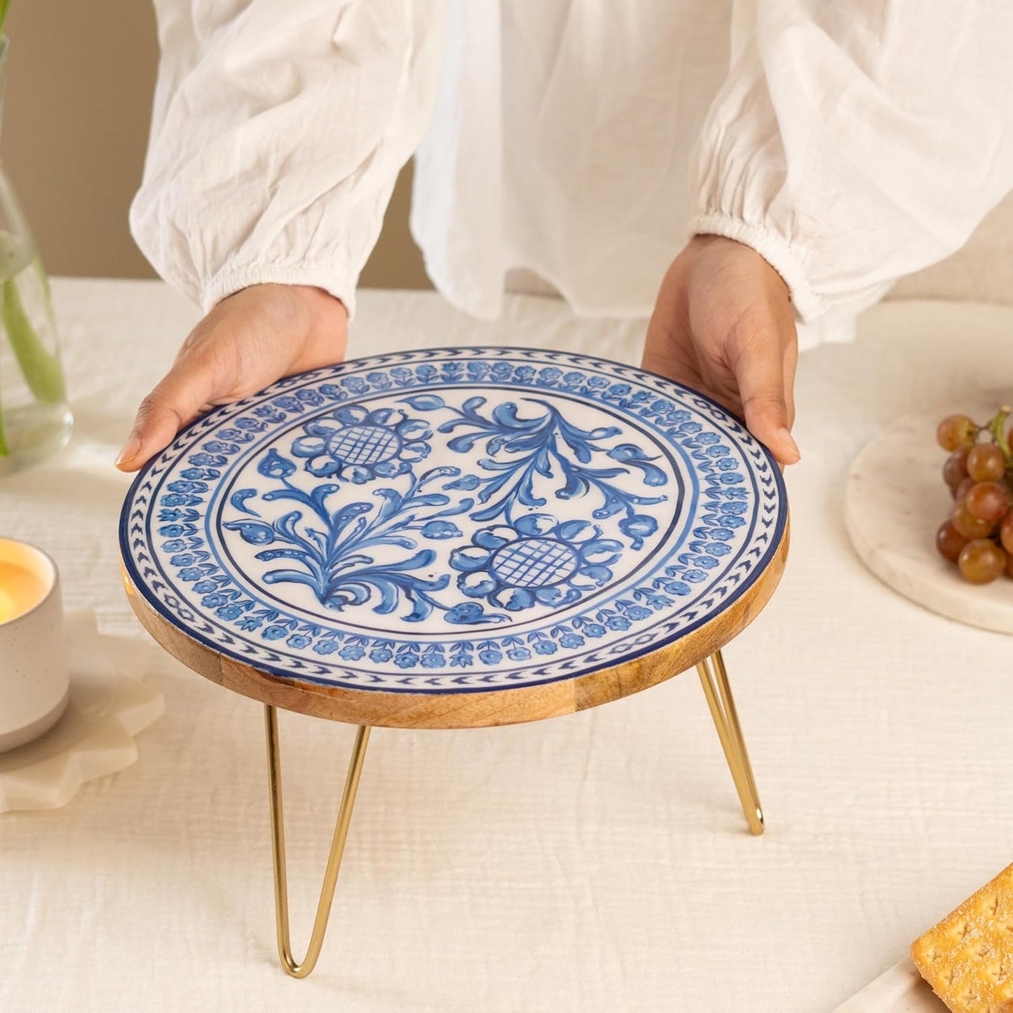 Multi-Purpose Decorative Cake Stand with Metal Legs