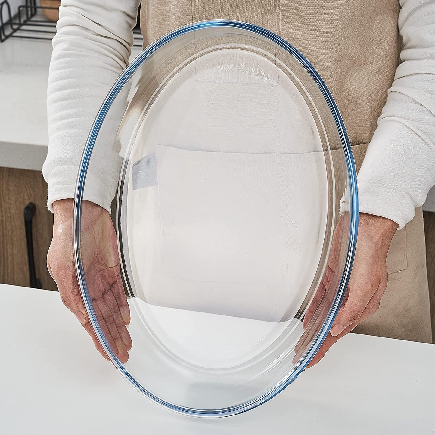 Glass Baking Dish Serving Tray, Transparent, Microwave Oven Dishwasher Freezer Safe, Oval Borosilicate Glass Baking Tray – 700ml (pack of 1)