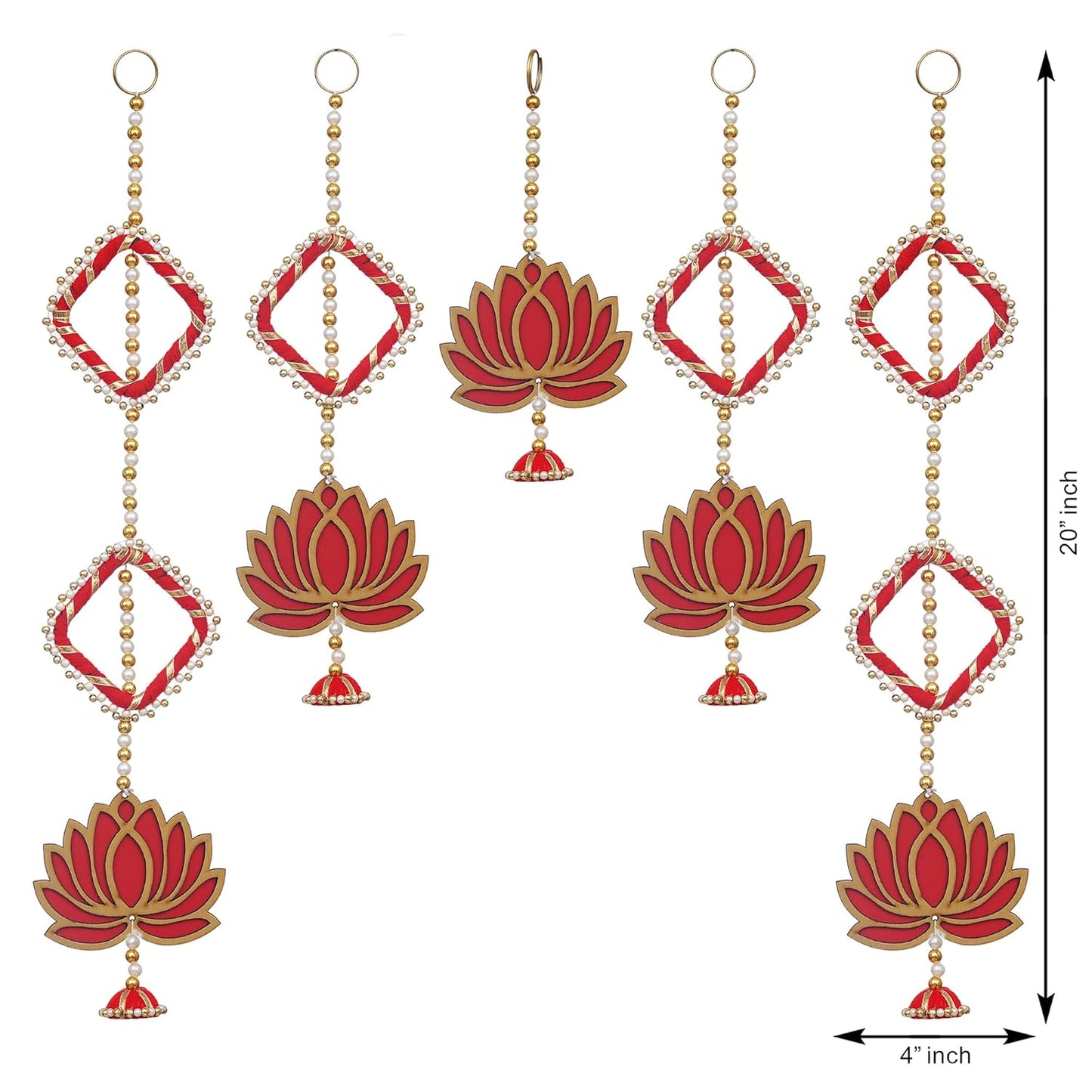 Lotus Flower Design Hangings for Decoration – Set of 5