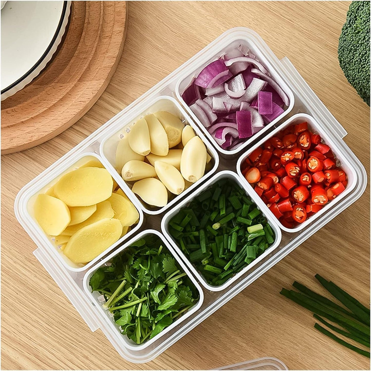 Fridge 6-in-1 Airtight Storage Container - Storage Boxes for Refrigerator with Draining Feature (pack of 1)