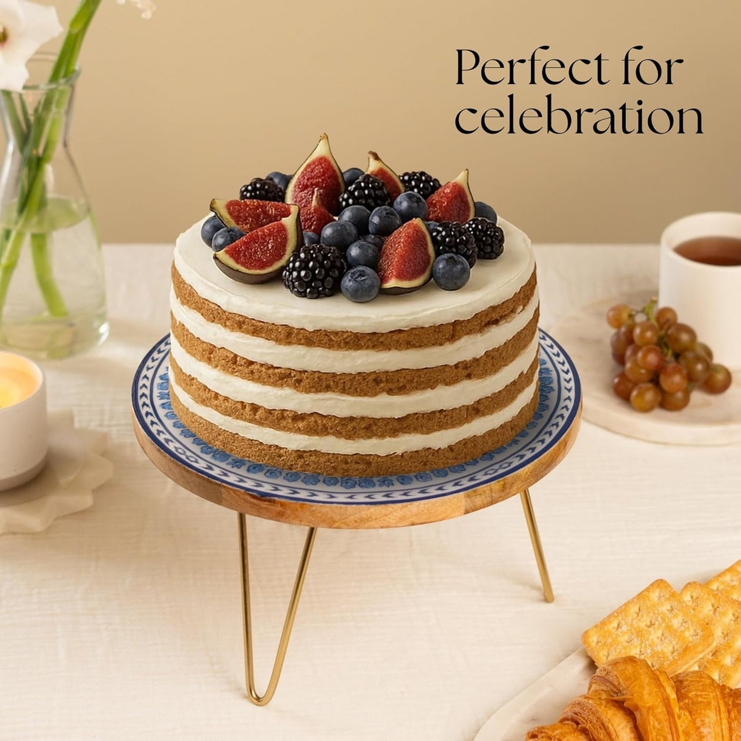 Multi-Purpose Decorative Cake Stand with Metal Legs