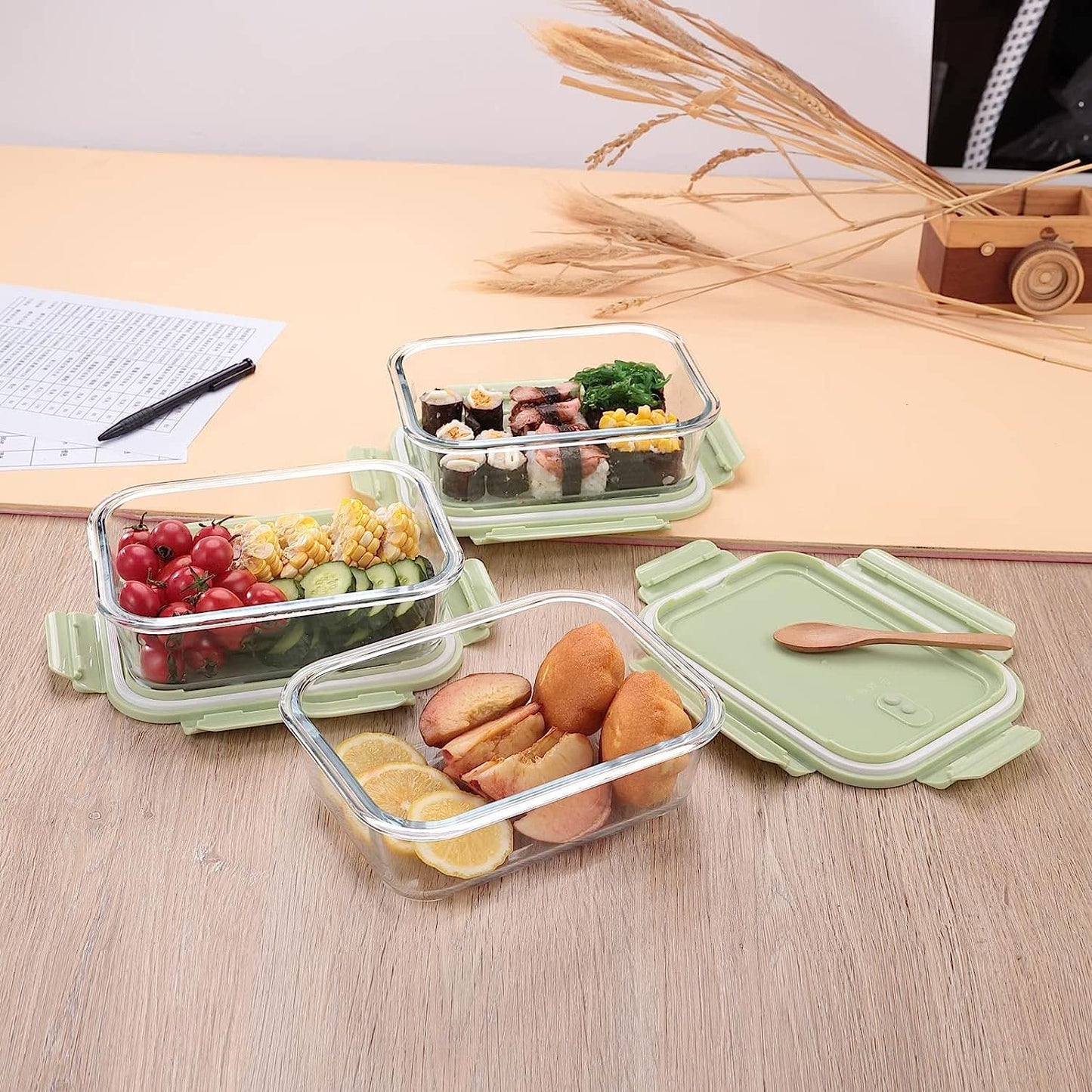 Glass Airtight Container Set for Food Storage - Leak Proof (Small, Medium, Large) (Pack of 3)