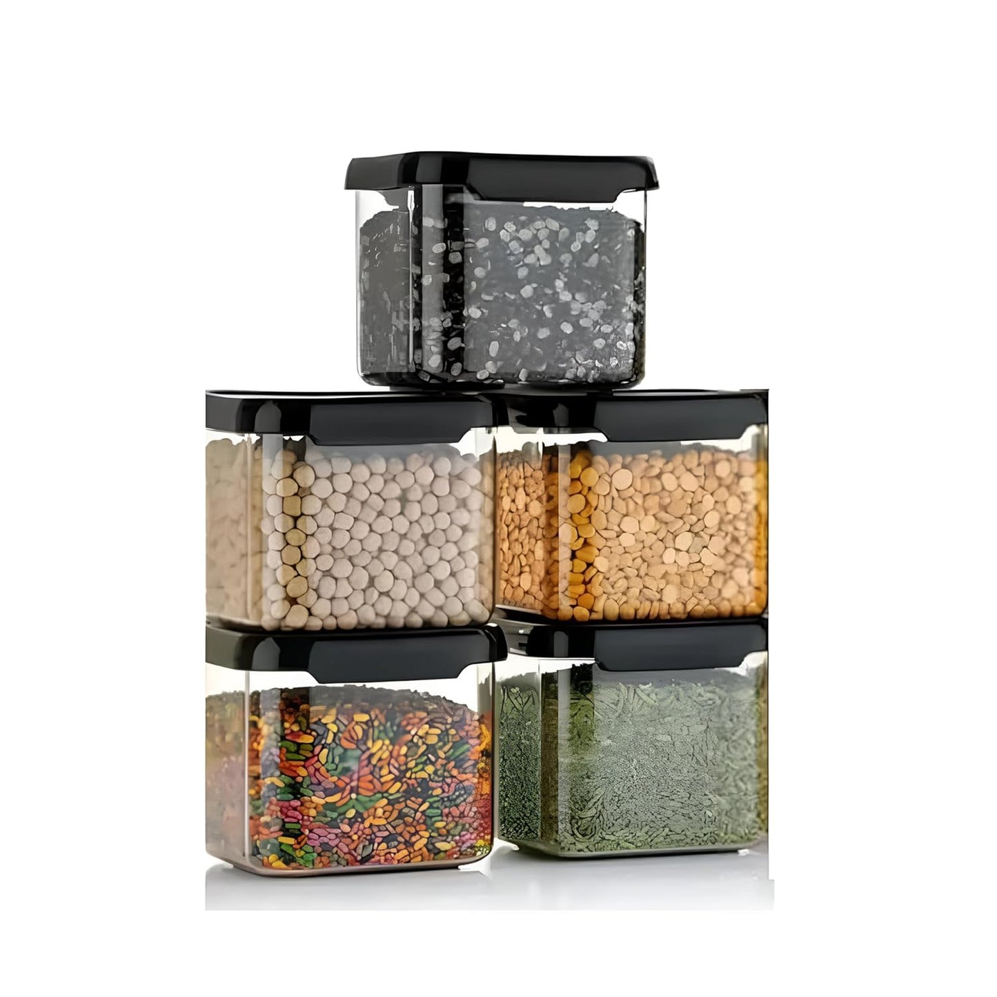 Multipurpose Transparent Square Containers Set For Kitchen Storage/Unbreakable Plastic Airtight Box (500 ml Each, Set of 6 pc)