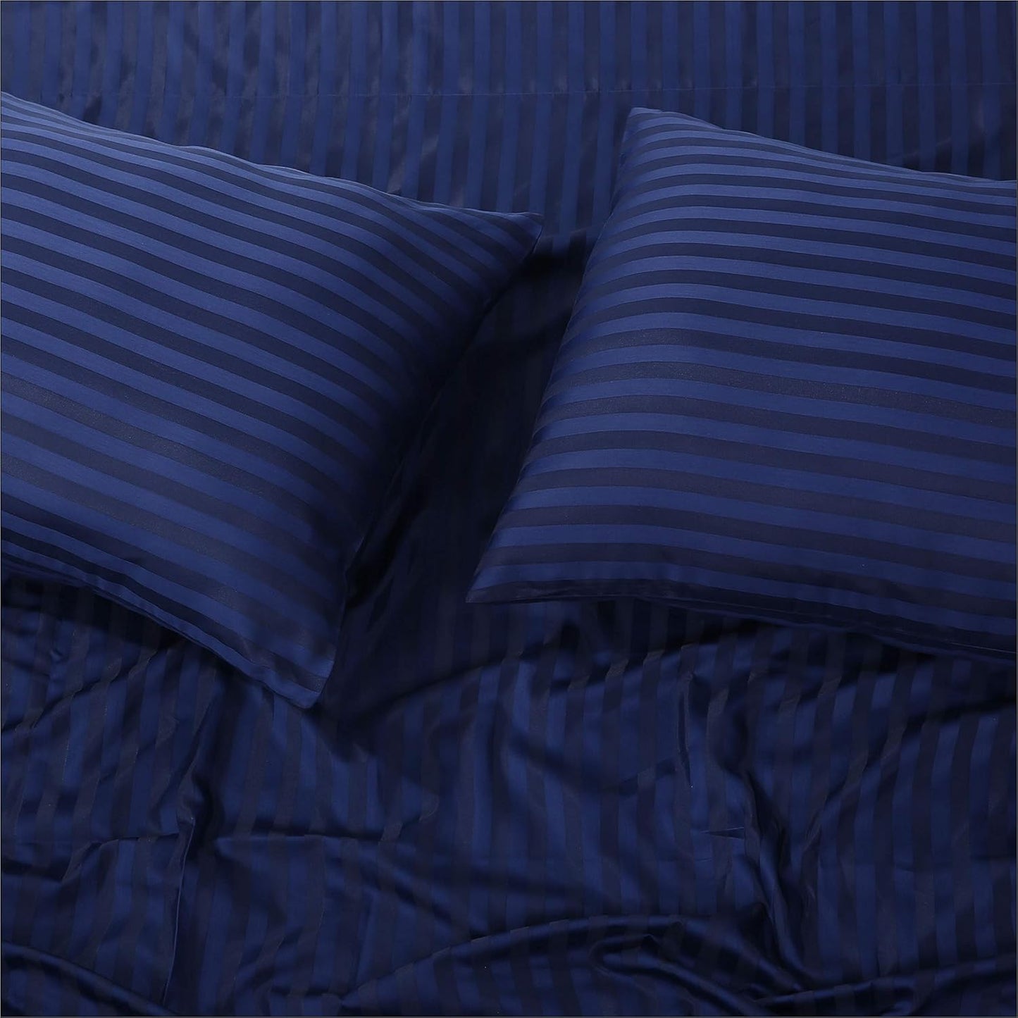 Solid Color Striped Embossed  100% Microfiber King Size Bedsheet with 2 Pillow Covers