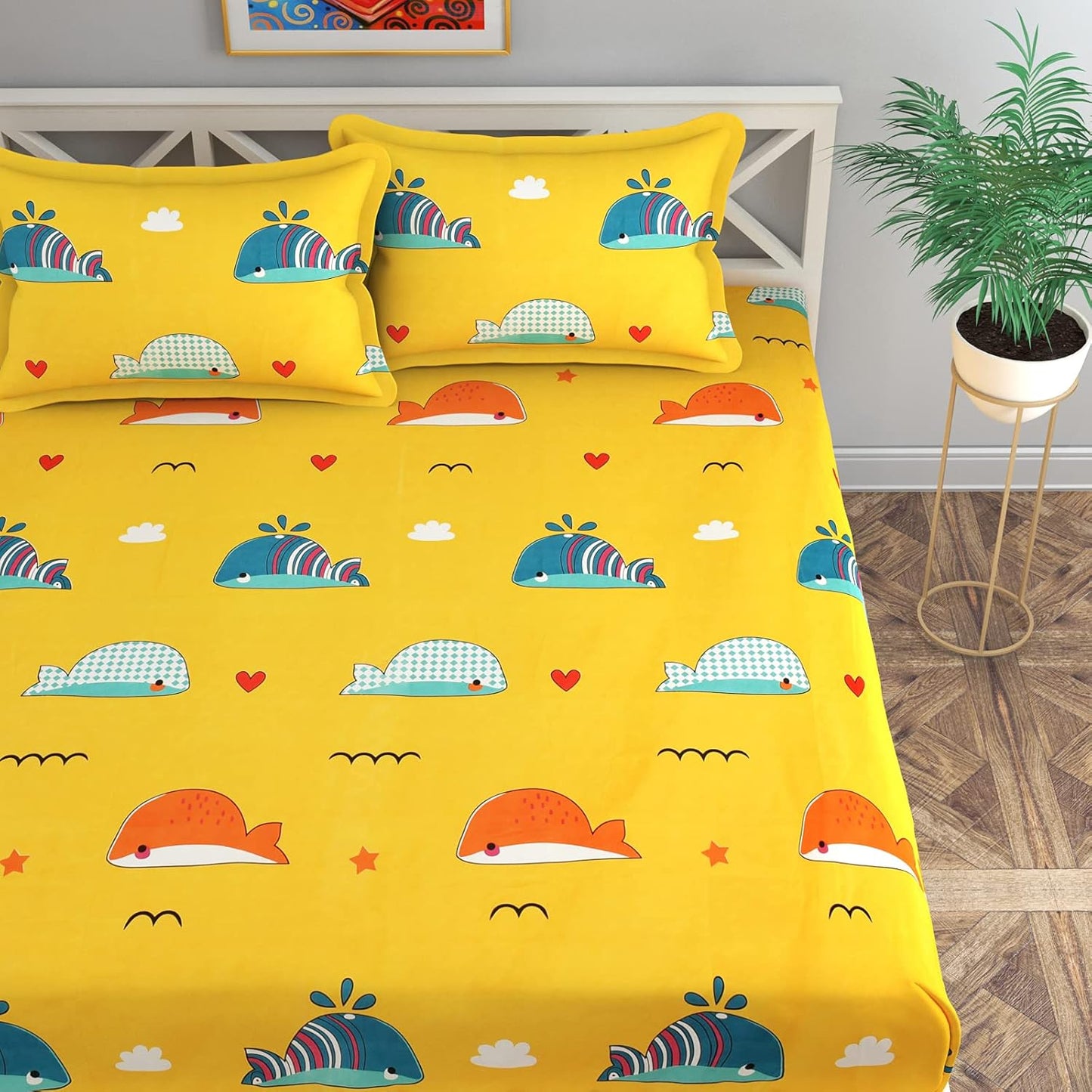Soft Fit Queen Size Elastic Fitted Bedsheet β Floral Print (72x78 Inches)