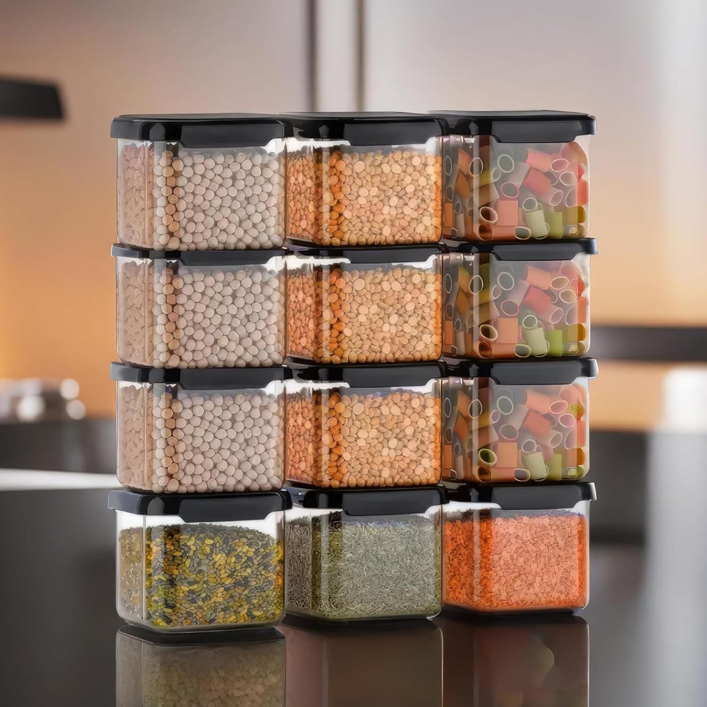 Multipurpose Transparent Square Containers Set For Kitchen Storage/Unbreakable Plastic Airtight Box (500 ml Each, Set of 6 pc)