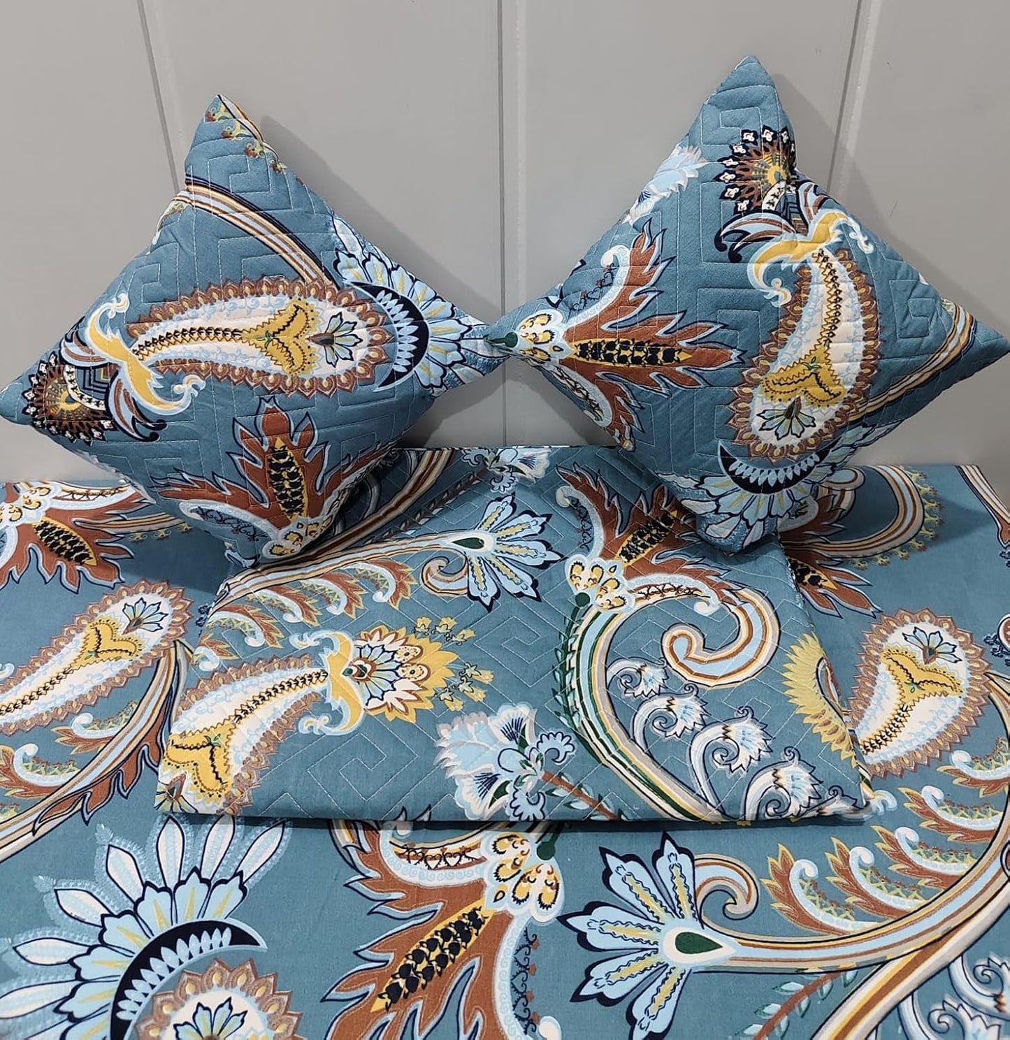 Royal Bloom 5-Piece Embroidered Cotton Bedsheet Set – King Size