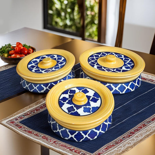 Stoneware Handmade Ceramic Handpainted Multipurpose Storage Ceramic Jars & Containers with Lid (Yellow)