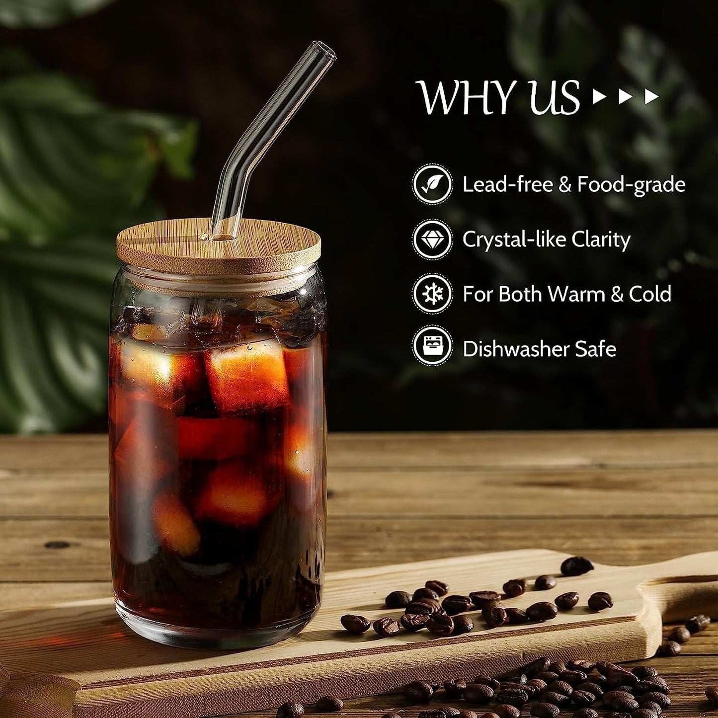 Can-Shaped Glass with Wooden Lid & Straw – 500ml