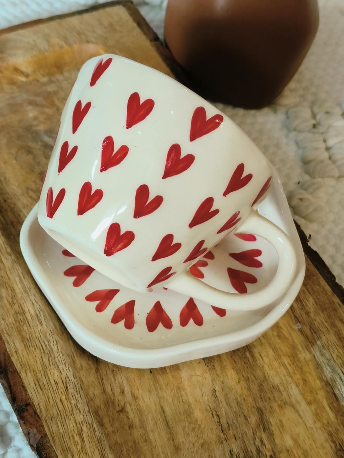 Trendy Ceramic Chai & Coffee Cup with Saucer – 200ML (Set of 1)