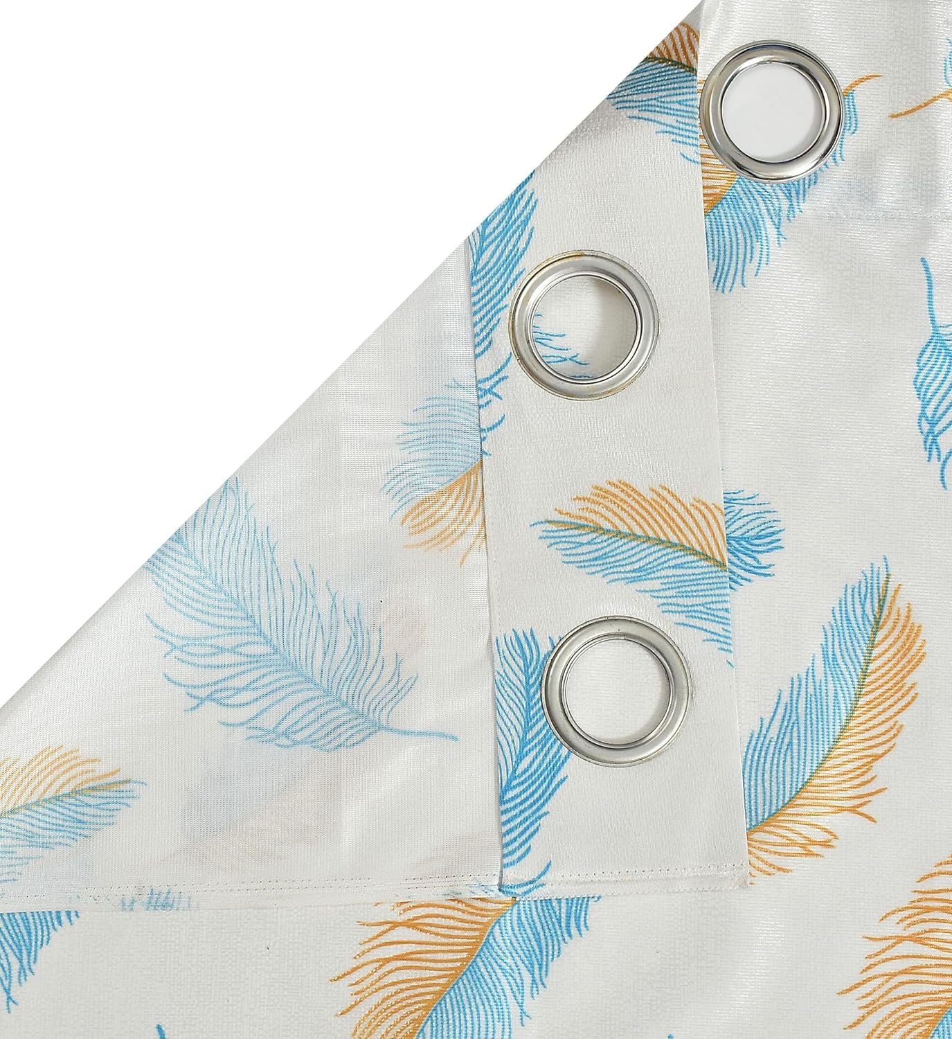 Semi-Transparent Feather Print Polyester Curtains Pack of 2