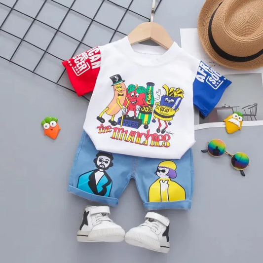 City Cool โ Kids Cartoon Cotton T-Shirt & Shorts Set