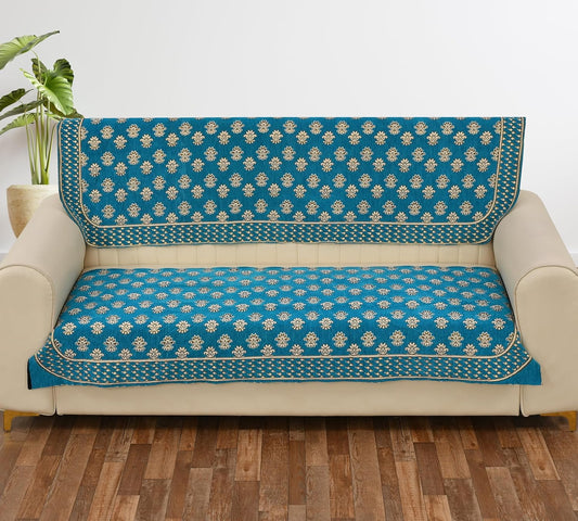 Premium Aqua Chenille Sofa Cover Set β 3 Seater