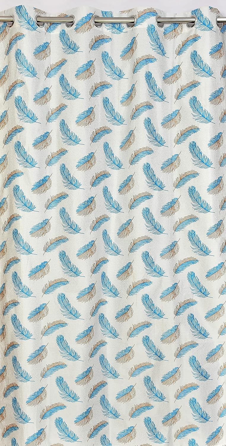 Semi-Transparent Feather Print Polyester Curtains Pack of 2