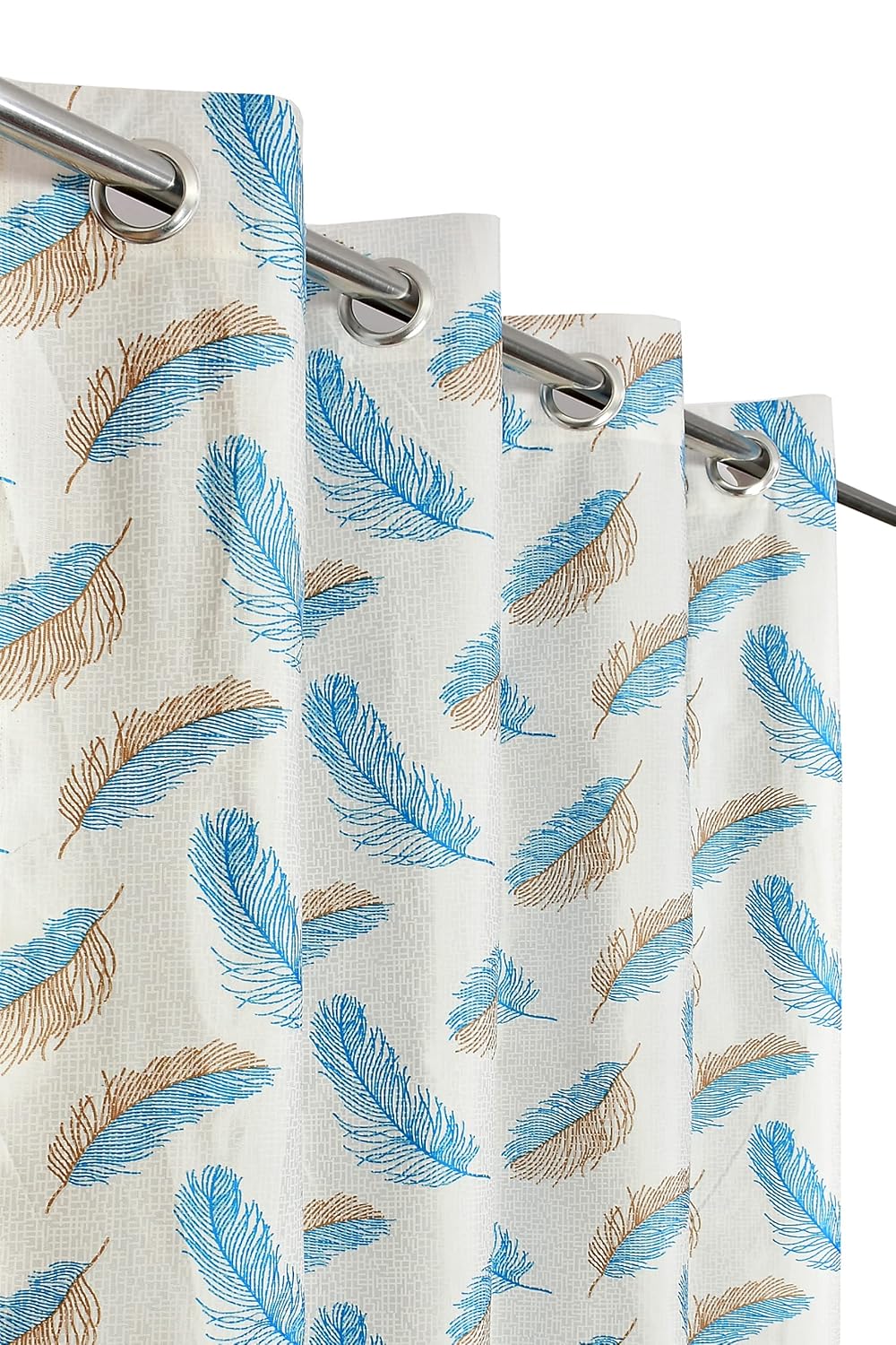 Semi-Transparent Feather Print Polyester Curtains Pack of 2