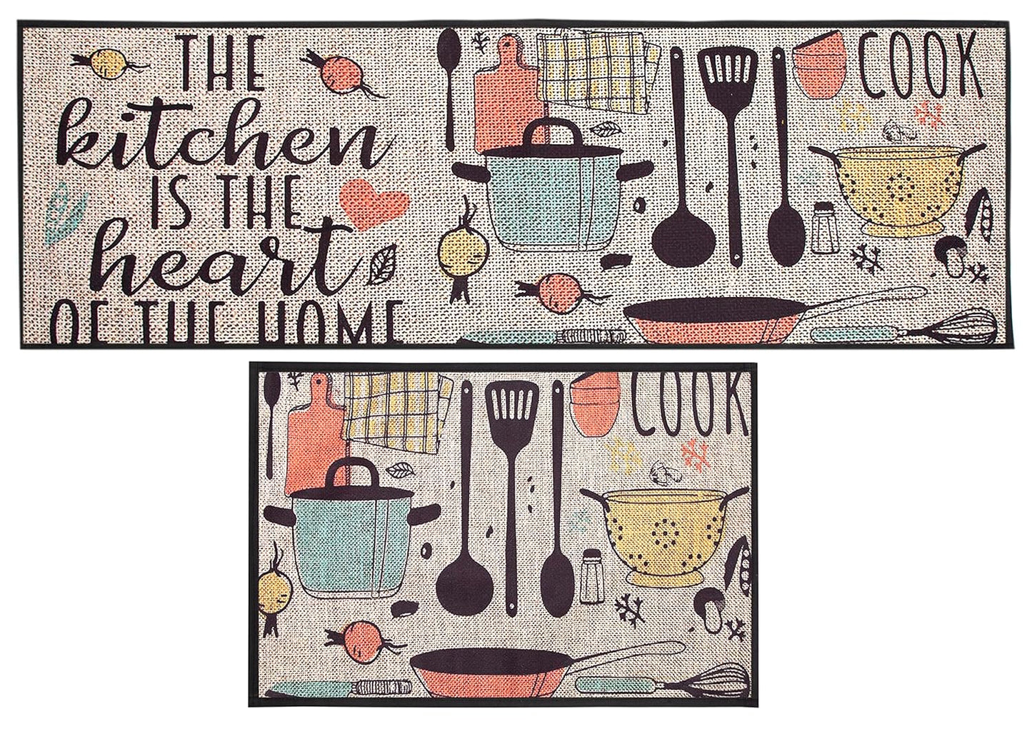 Premium Printed Velvet Kitchen Runner and Mat (Set of 2)