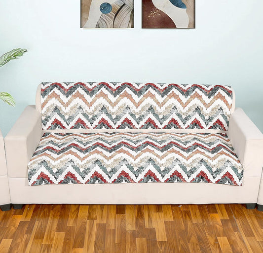 Premium 3D Printed Quilted Velvet Sofa Cover β 3 Seater