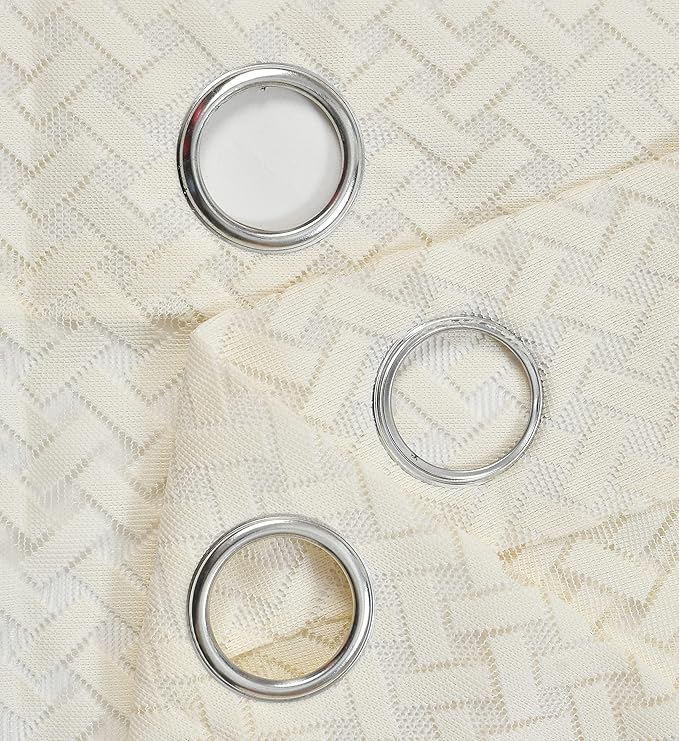 Cross Net Light Filtering Curtains for Home Decor Set of 2