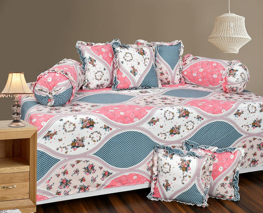 Royal Bloom Frill Designer Diwan Set - 8 Piece