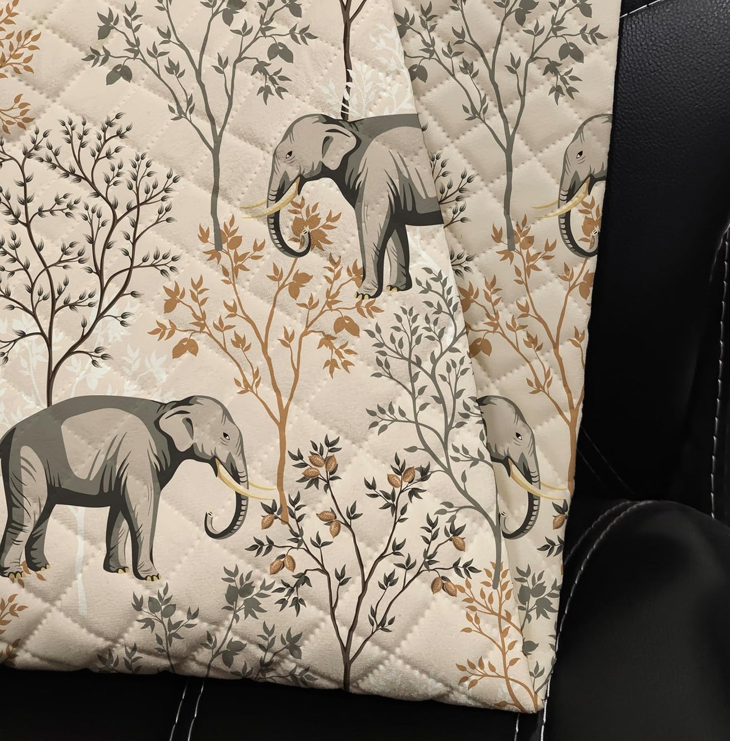 3D Elephant Printed Velvet Shield Premium Sofa Cover – 3 Seater