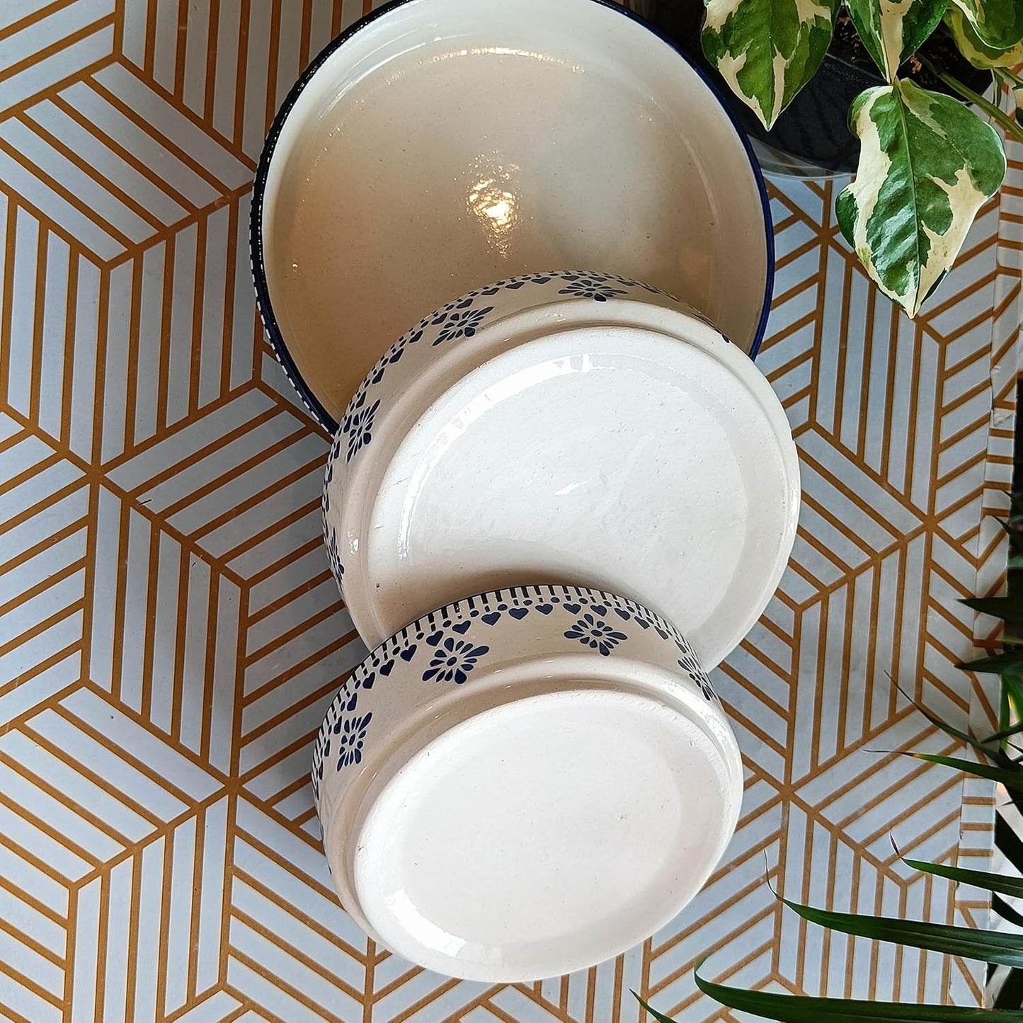 Handmade Ceramic Stylish Premium Flat Deep Salad Chivalry Ceramic Bowls Set – Pack of 3