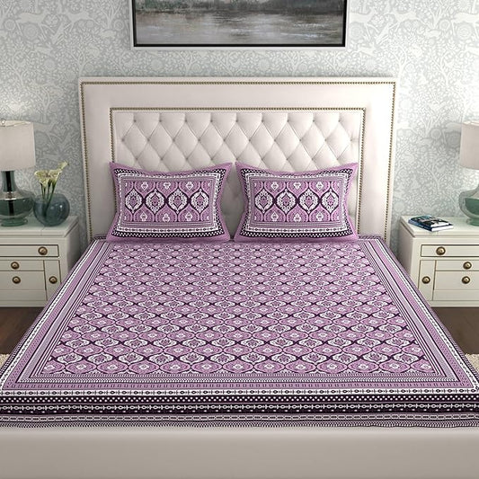 Elegant Ethnic Motifs Patterns 100 %cotton Bedsheet with Pillow Covers