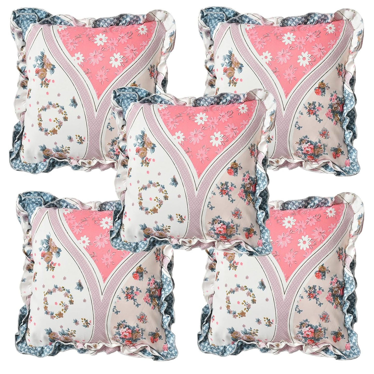 Royal Bloom Frill Designer Diwan Set - 8 Piece