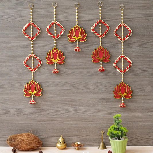 Lotus Flower Design Hangings for Decoration – Set of 5