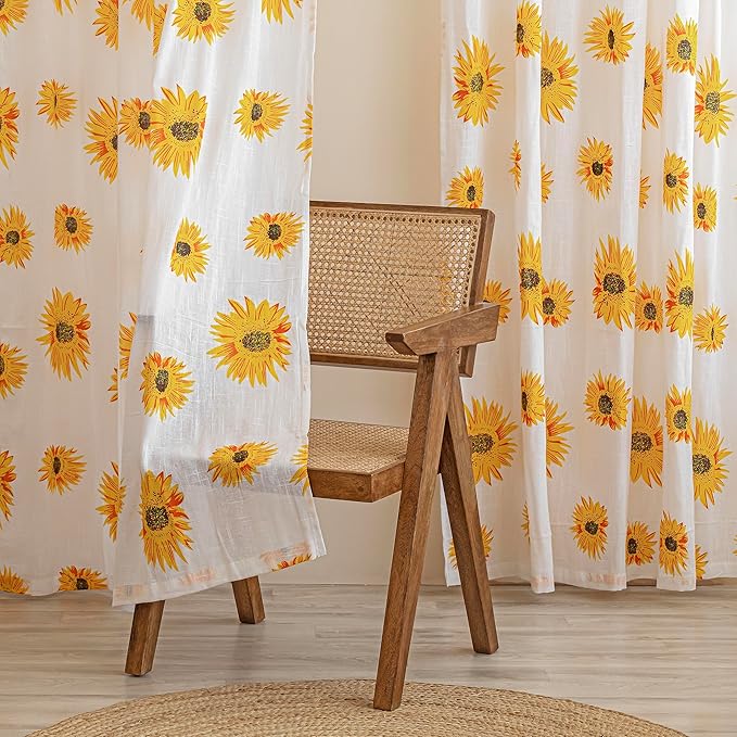 Sunflower Printed Curtains for Home Décor (Pack of 1)