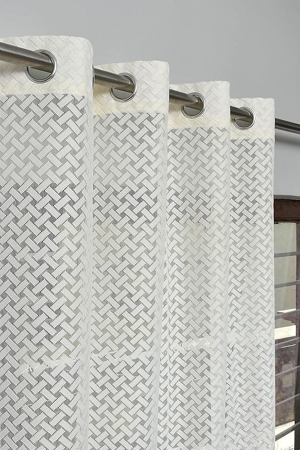 Cross Net Light Filtering Curtains for Home Decor Set of 2