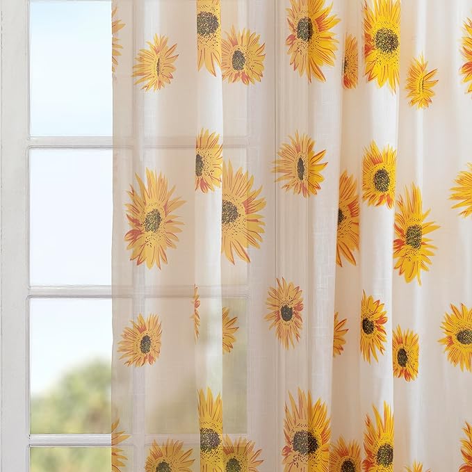 Sunflower Printed Curtains for Home Décor (Pack of 1)