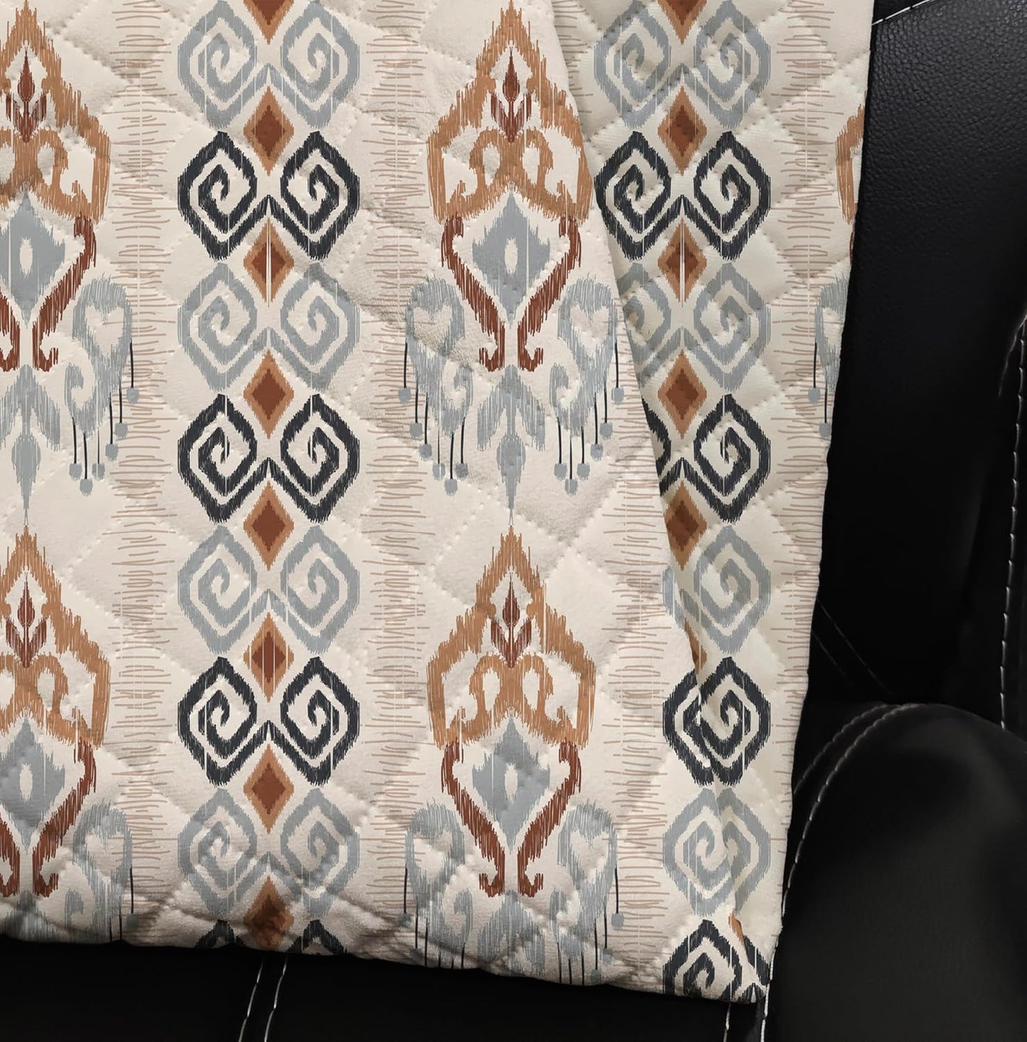 Regal Nest Velvet 3-Seater Sofa Cover Mat Set – Ethnic Motif Design (Pack of 2)