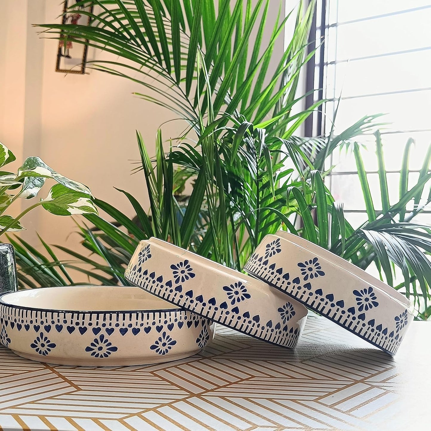 Handmade Ceramic Stylish Premium Flat Deep Salad Chivalry Ceramic Bowls Set – Pack of 3